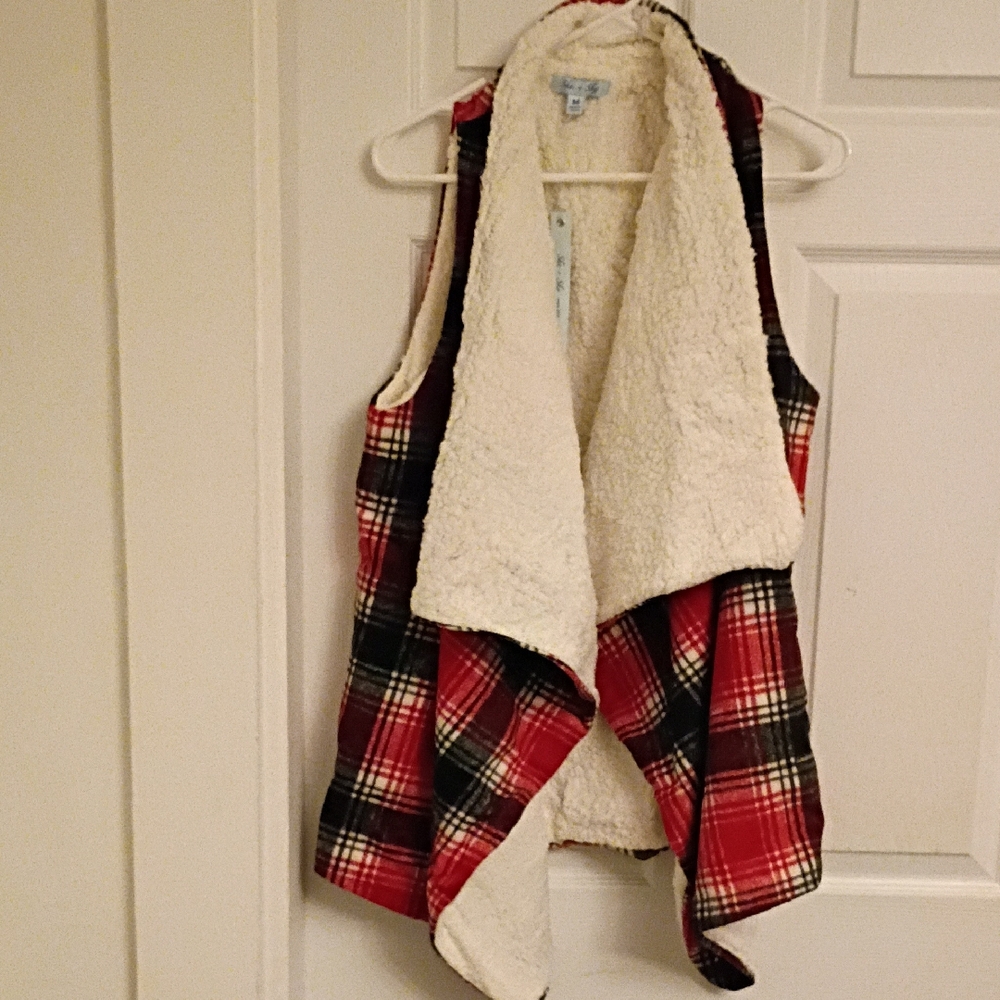 She + Sky Red and Black Plaid Kids Vest